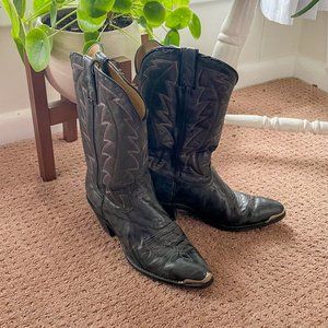 Vintage Durango Cowboy Cowgirl Boots Western Black Steel Toe